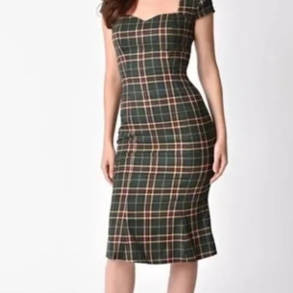 Dancing Days Fitted Tartan Plaid Dress - Picture 3 of 7